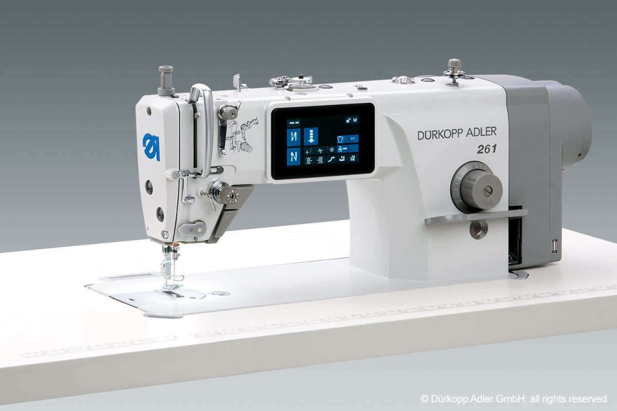 Dürkopp Adler 261-140342-02 Hafif ila orta ağırlıktaki materyaller için alttan beslemeli kilit dikiş tek iğne düz dikiş makinesi