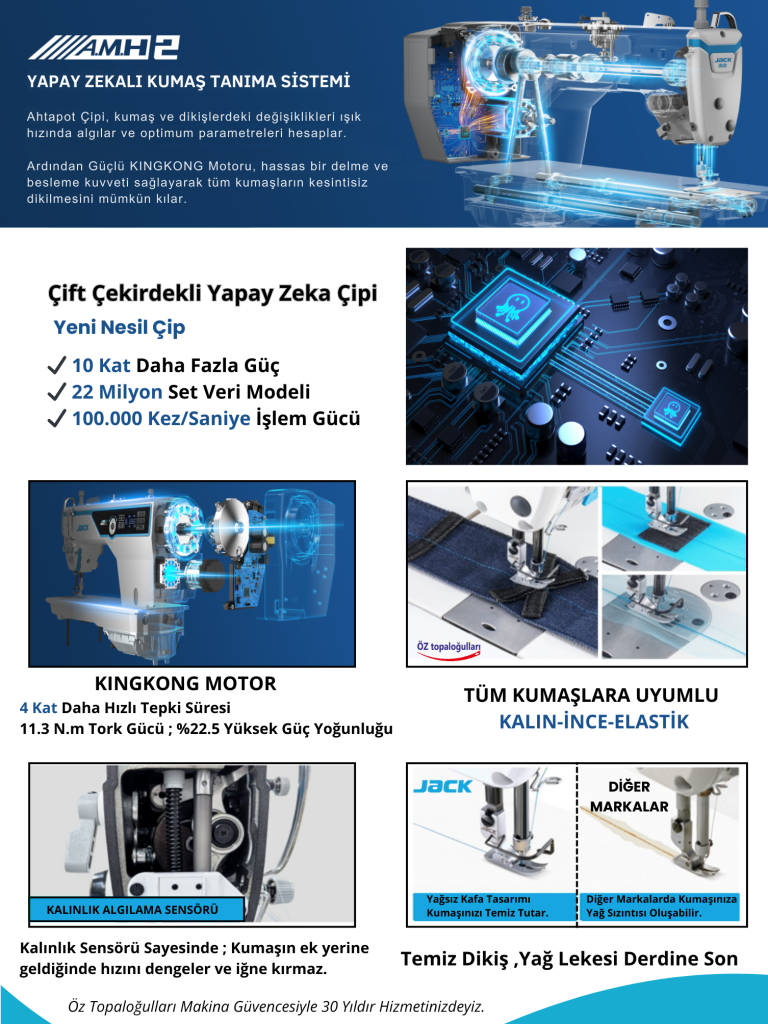Jack A5E-B AMH2 Yapay Zekalı Otomatik Düz Dikiş Makinası